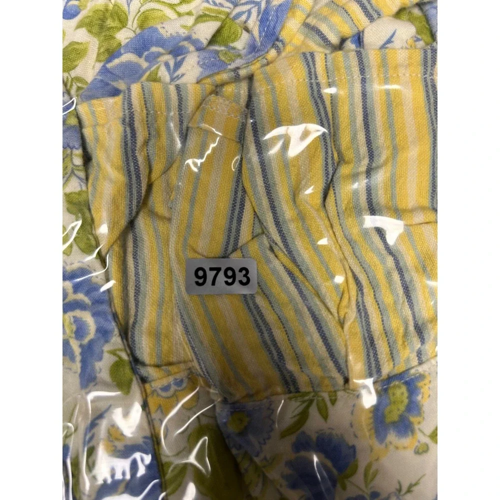 Cottagecore Vintage Women OS Country Chic Yellow Blue Floral Ruffle Halter Apron
